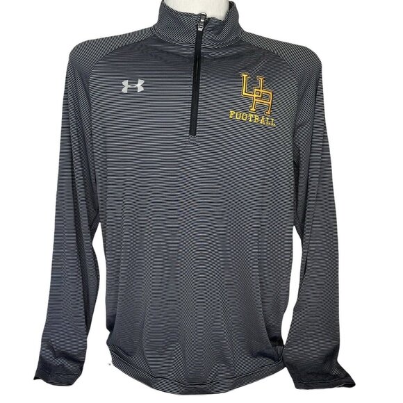 Under Armour Football Pull Over Shirt Mens XL Black 1/4 Zip Striped Loose Fit - Picture 1 of 10